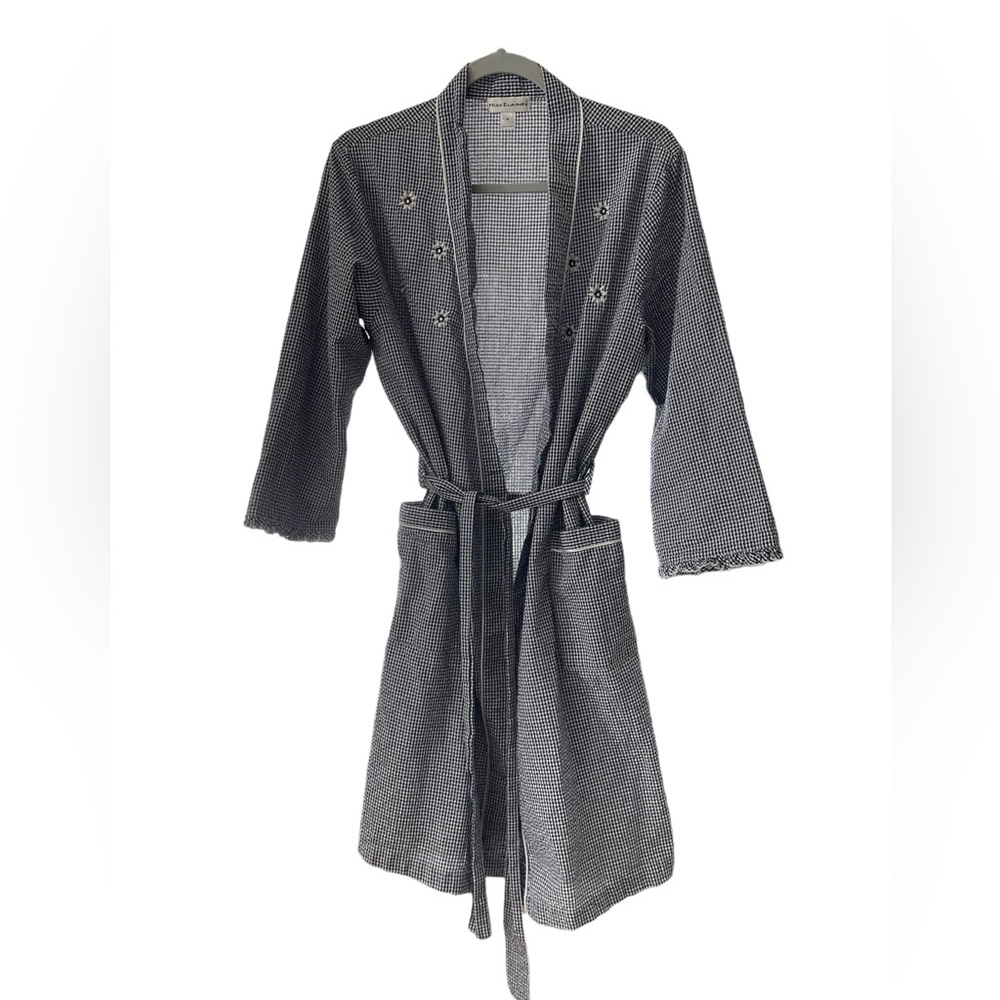 Miss Elaine Seersucker Navy/white robe Size Medium